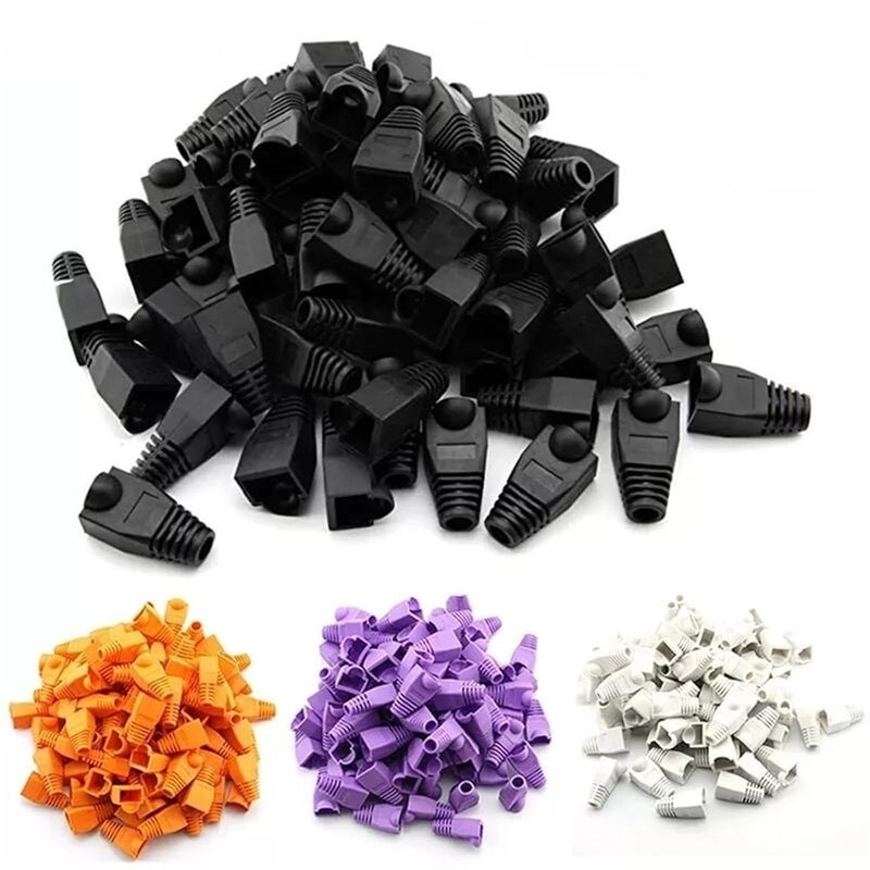 Blue RJ45 Ethernet Cable Strain Relief Boots 300pcs Connector Caps - Image 1